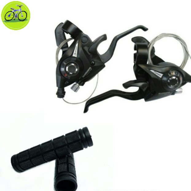 Combo tay đề bấm xả shimano 3x7 và bao tay nắm cao su xe đạp