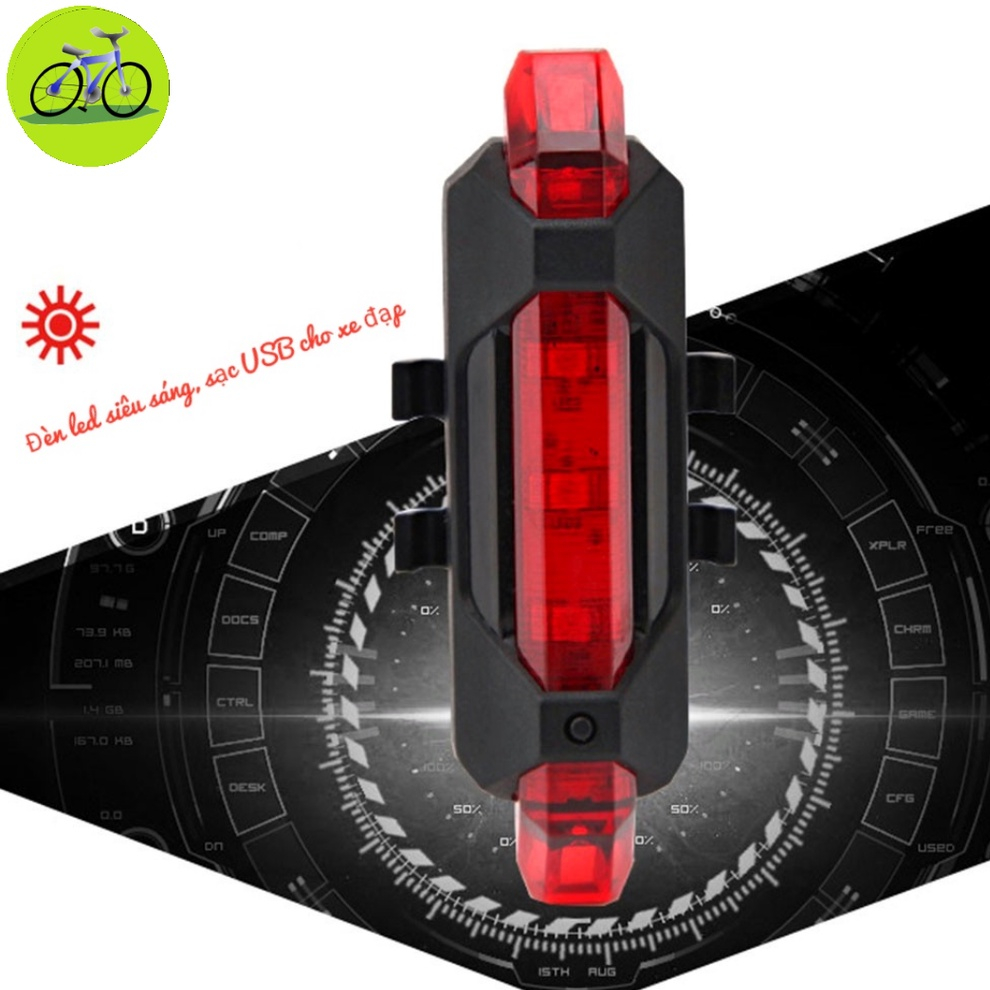 Đèn hậu xe đạp LED cảnh báo sáng đỏ sạc USB NQY