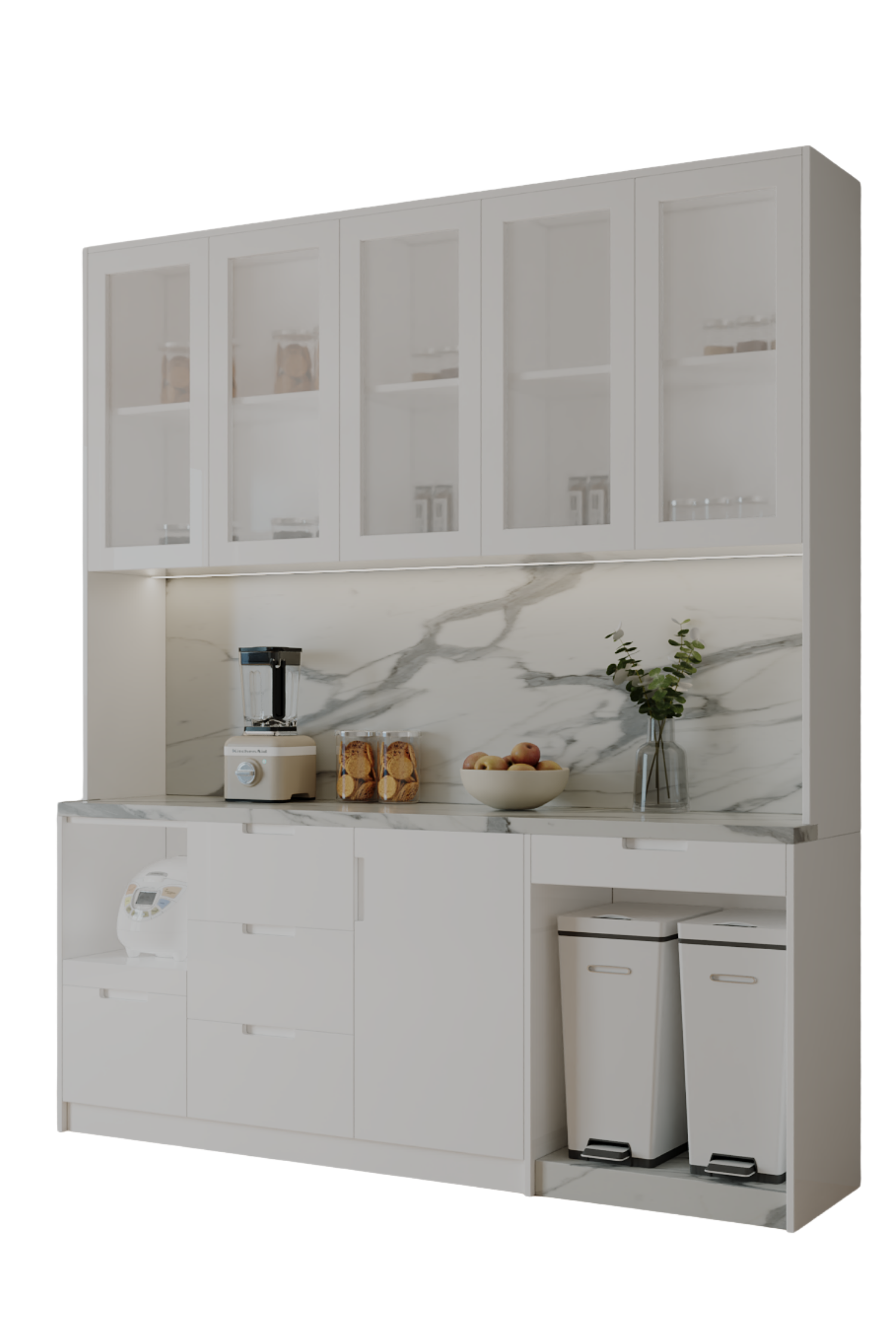 Tủ Bếp phủ acrylic Kõri trắng trang nhã 2501