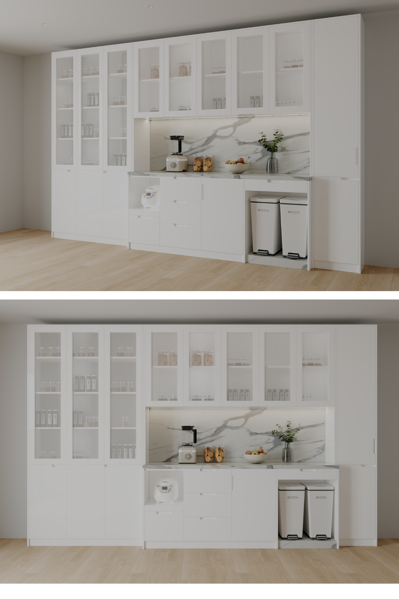 Tủ Bếp phủ acrylic Kõri trắng trang nhã 2501