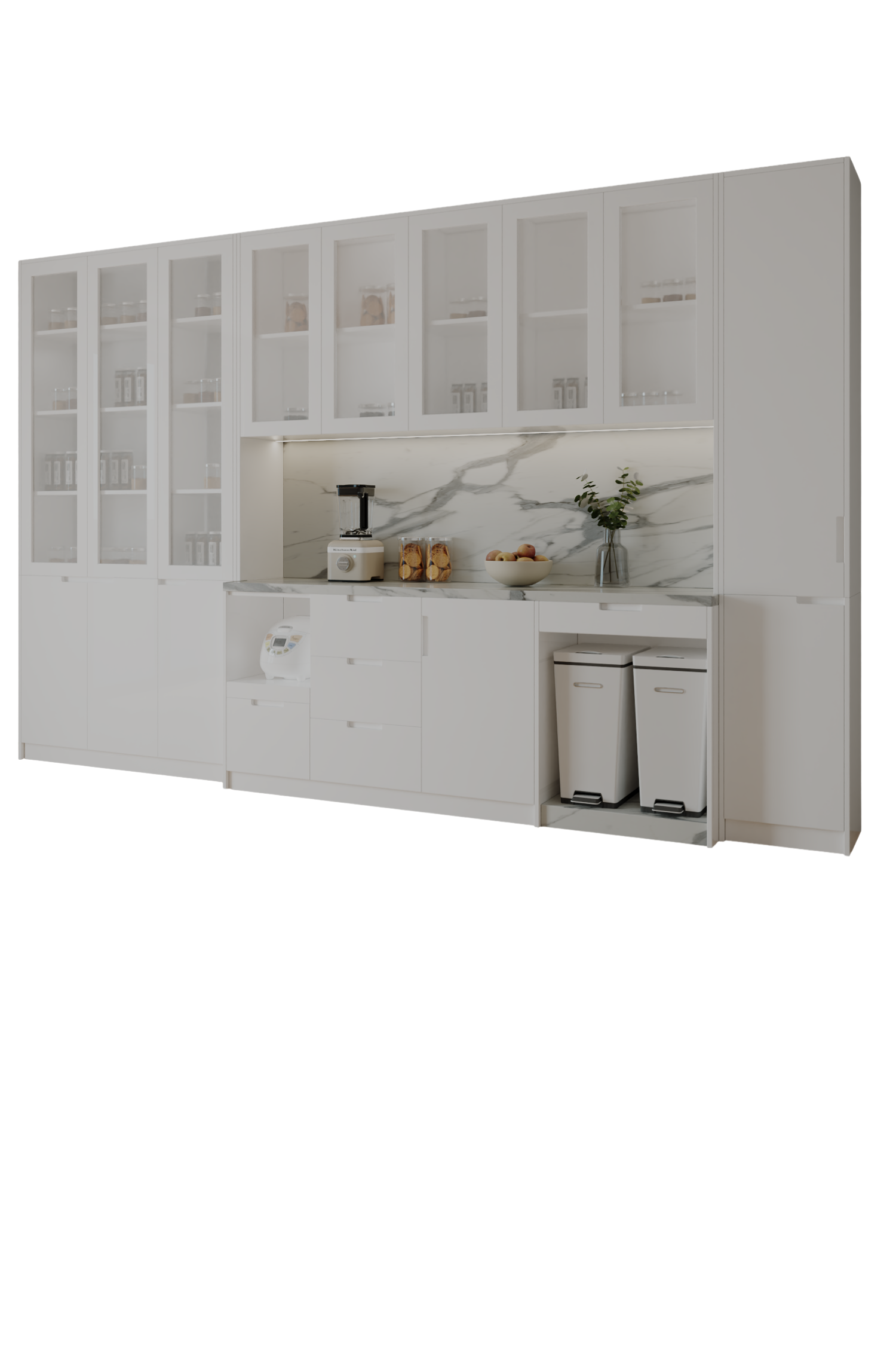 Tủ bếp kho phủ acrylic Kõri trắng trang nhã 2501