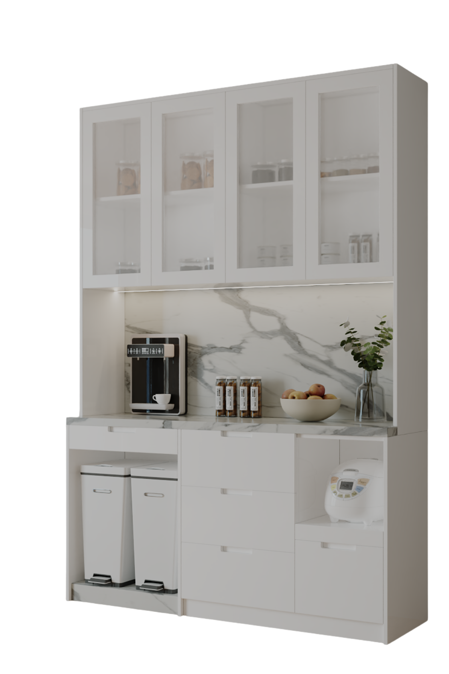 Tủ Bếp phủ acrylic Kõri trắng trang nhã 2501