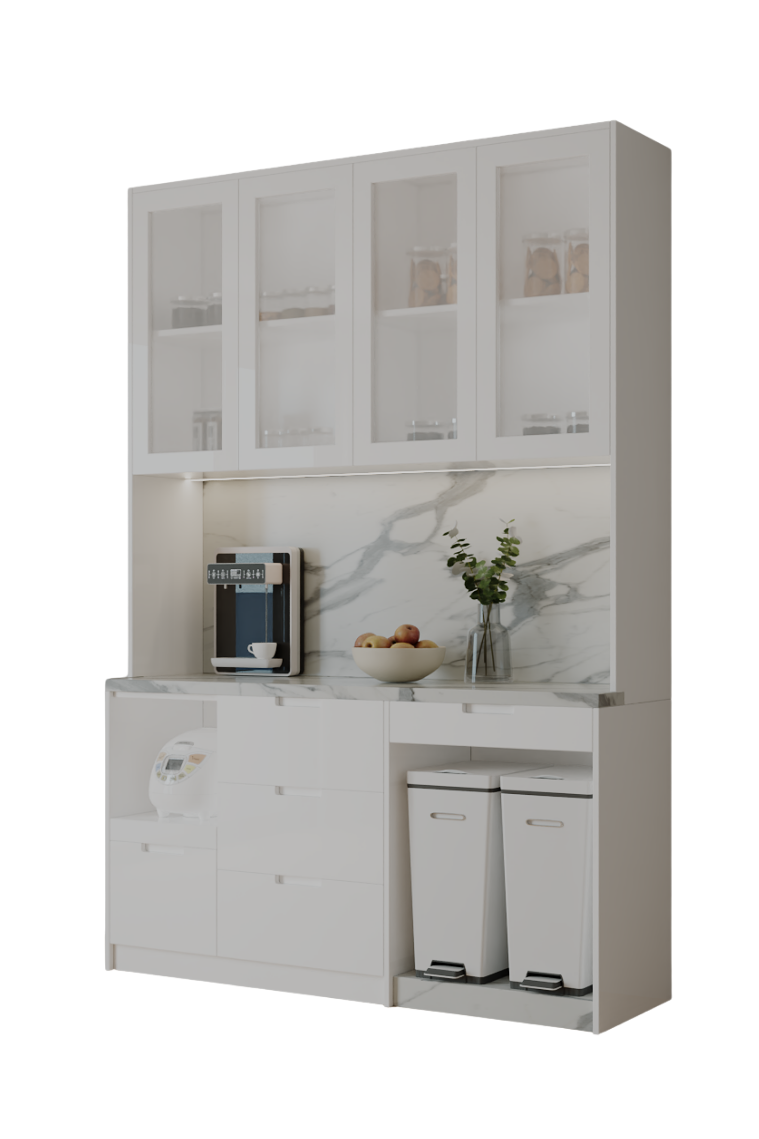 Tủ Bếp phủ acrylic Kõri trắng trang nhã 2501