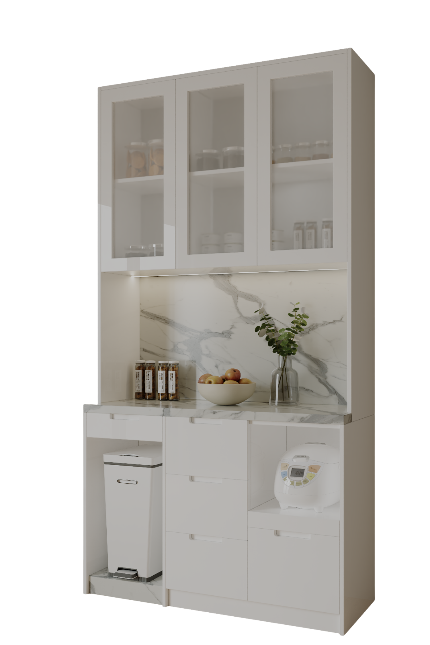 Tủ Bếp phủ acrylic Kõri trắng trang nhã 2501