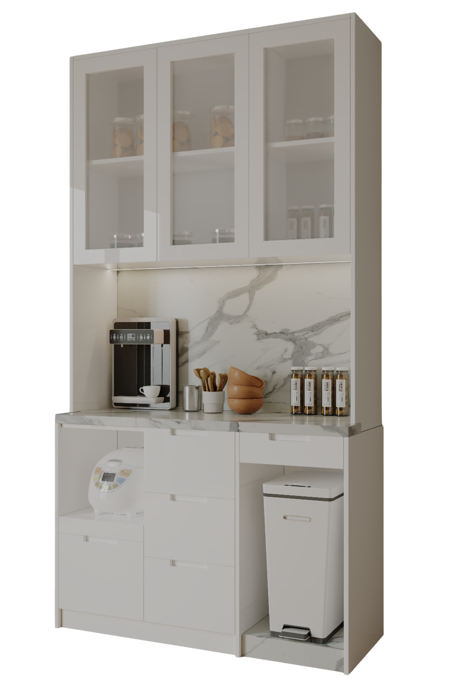 Tủ Bếp phủ acrylic Kõri trắng trang nhã 2501