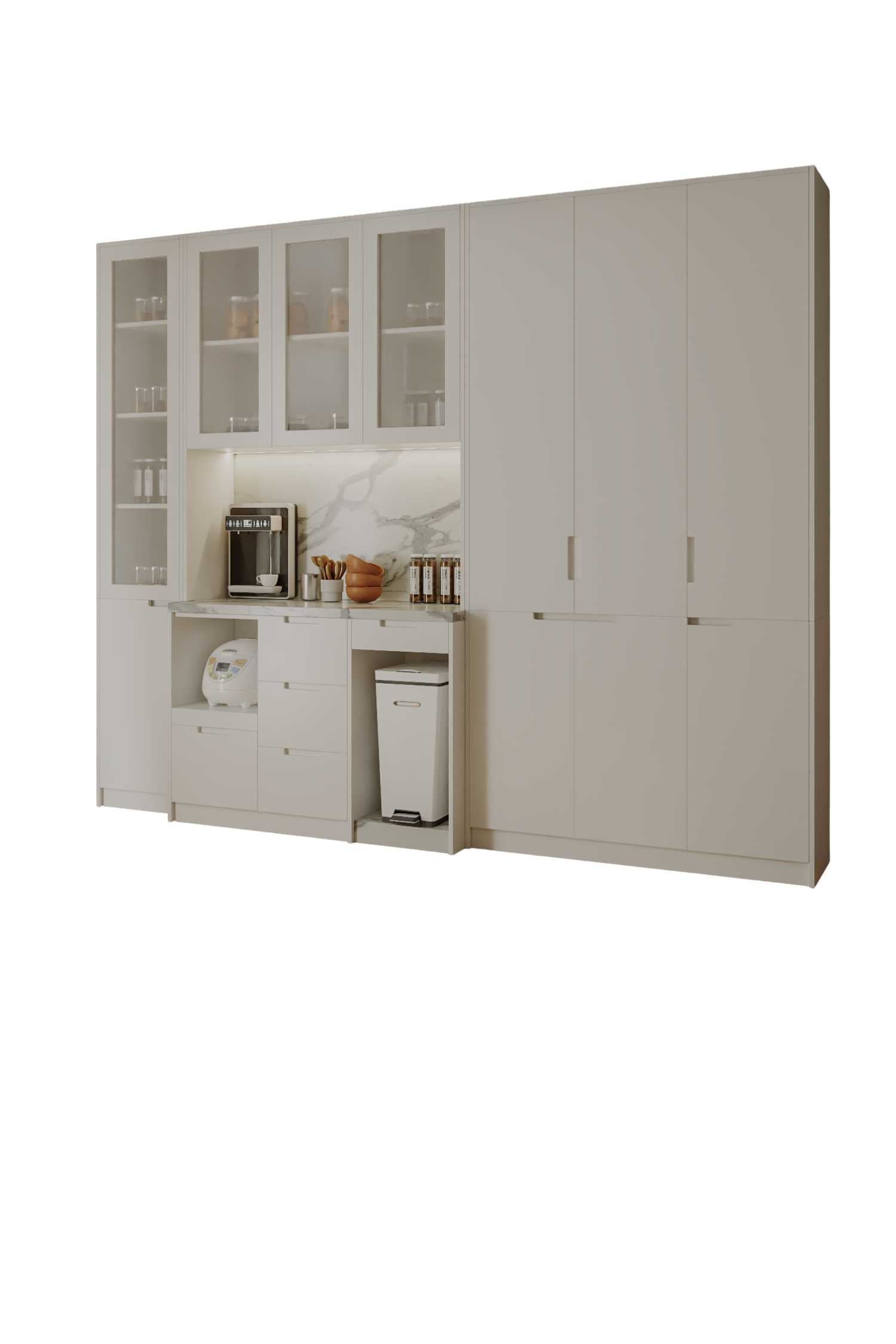 Tủ bếp kho phủ acrylic Kõri trắng trang nhã 2501