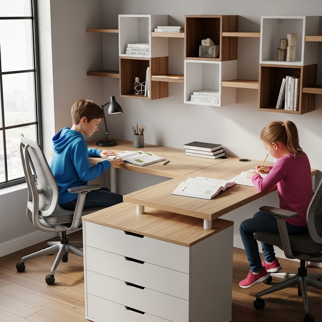 BH2001 bàn học kết hợp kệ sách