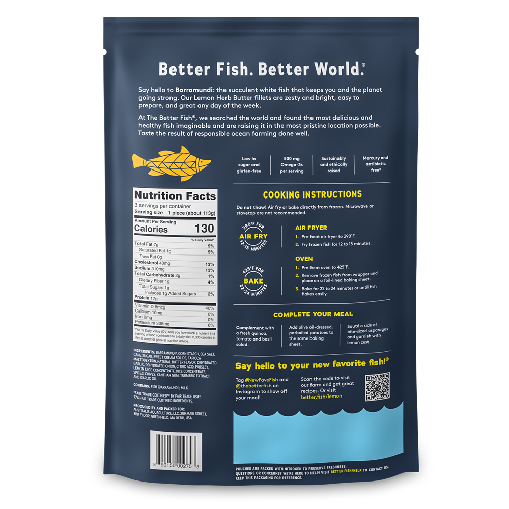 Cá Vược The Better Fish® Xốt Bơ Chanh Còn Da túi 340gr