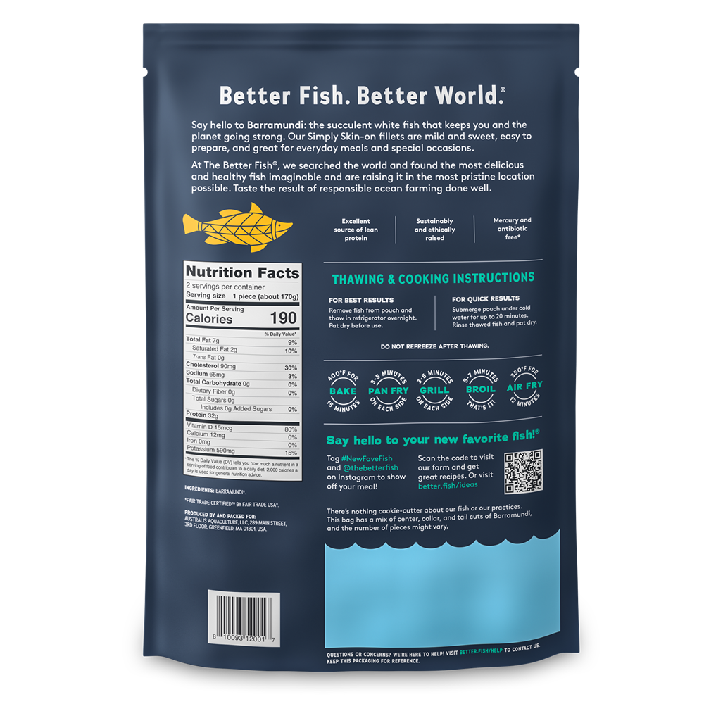 Cá Vược The Better Fish® Phi lê Còn Da túi340g