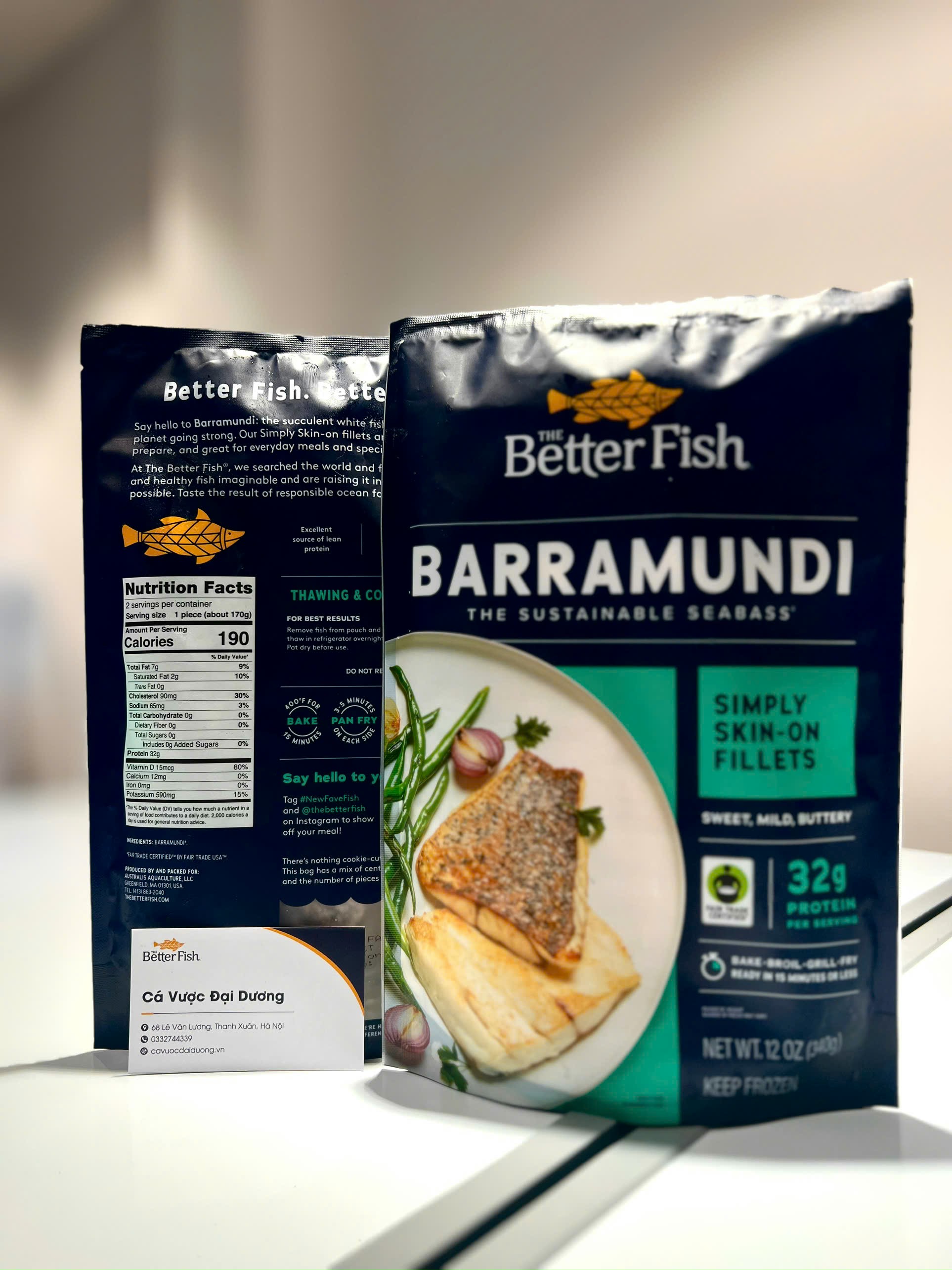 Cá Vược The Better Fish® Phi lê Còn Da túi340g