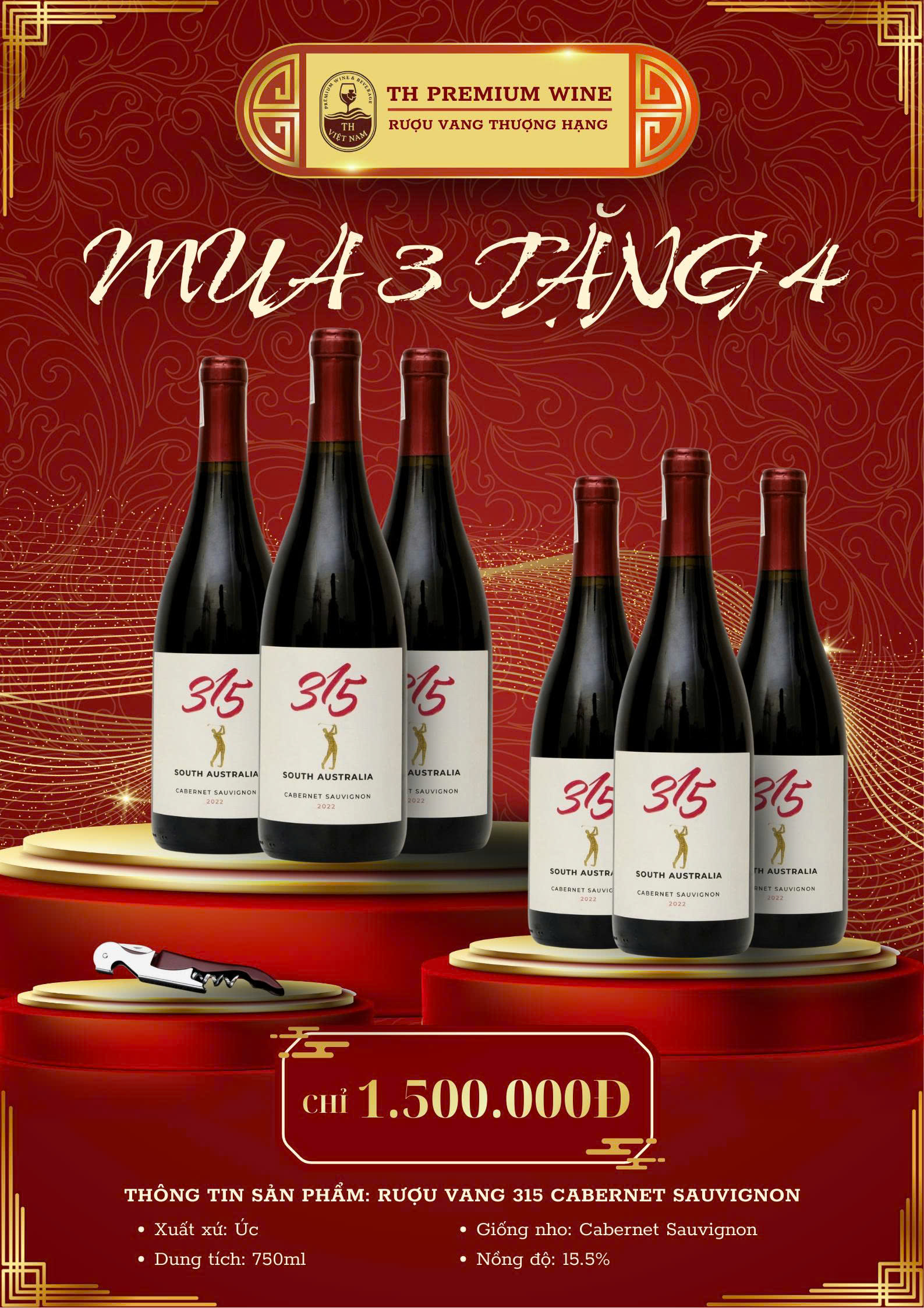 COMBO RƯỢU VANG TẾT (MUA 3 TẶNG 4)