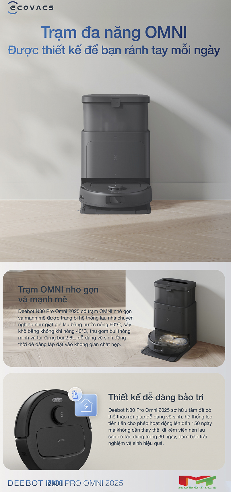 Ecovacs DEEBOT N30 Pro Omni Đen