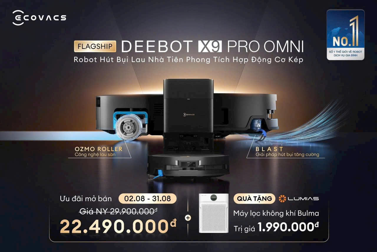 Robot hút bụi Ecovacs Deebot X9 Pro Omni - BẢO HÀNH 24TH