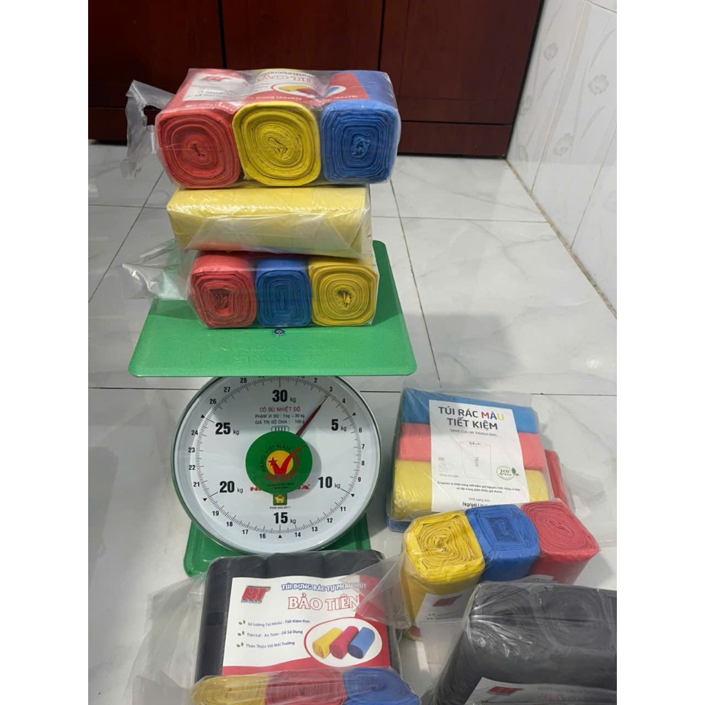 3 cuộn túi rác màu tự phân hủy sinh học (Loại 1), kích thước (tiểu, trung, đại) [1KG]