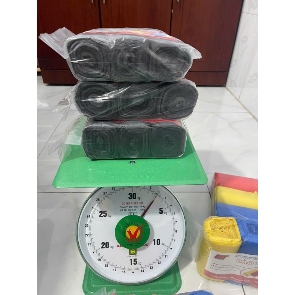 3 cuộn [1KG]  túi rác đen (Loại tốt), kích thước (tiểu, trung, đại) tự phân hủy