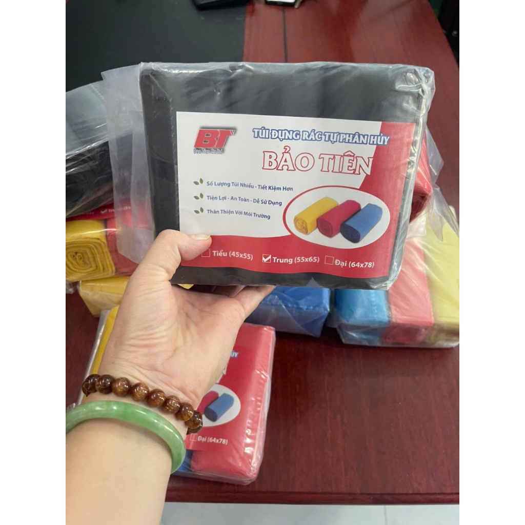 3 cuộn [1KG]  túi rác đen (Loại tốt), kích thước (tiểu, trung, đại) tự phân hủy