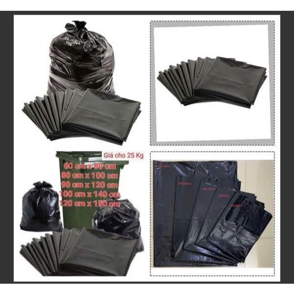 Túi rác đen Công nghiệp bóng, dày đủ size [5KG/SIZE]