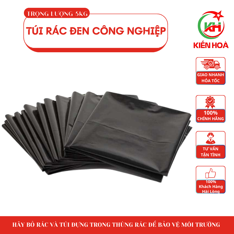 Túi rác đen Công nghiệp bóng, dày đủ size [5KG/SIZE]