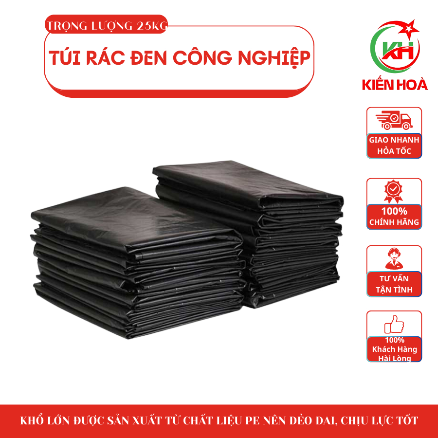 Túi rác đen công nghiệp – Bóng, dày, khổ lớn, GIÁ XƯỞNG [SỈ BAO 25KG]