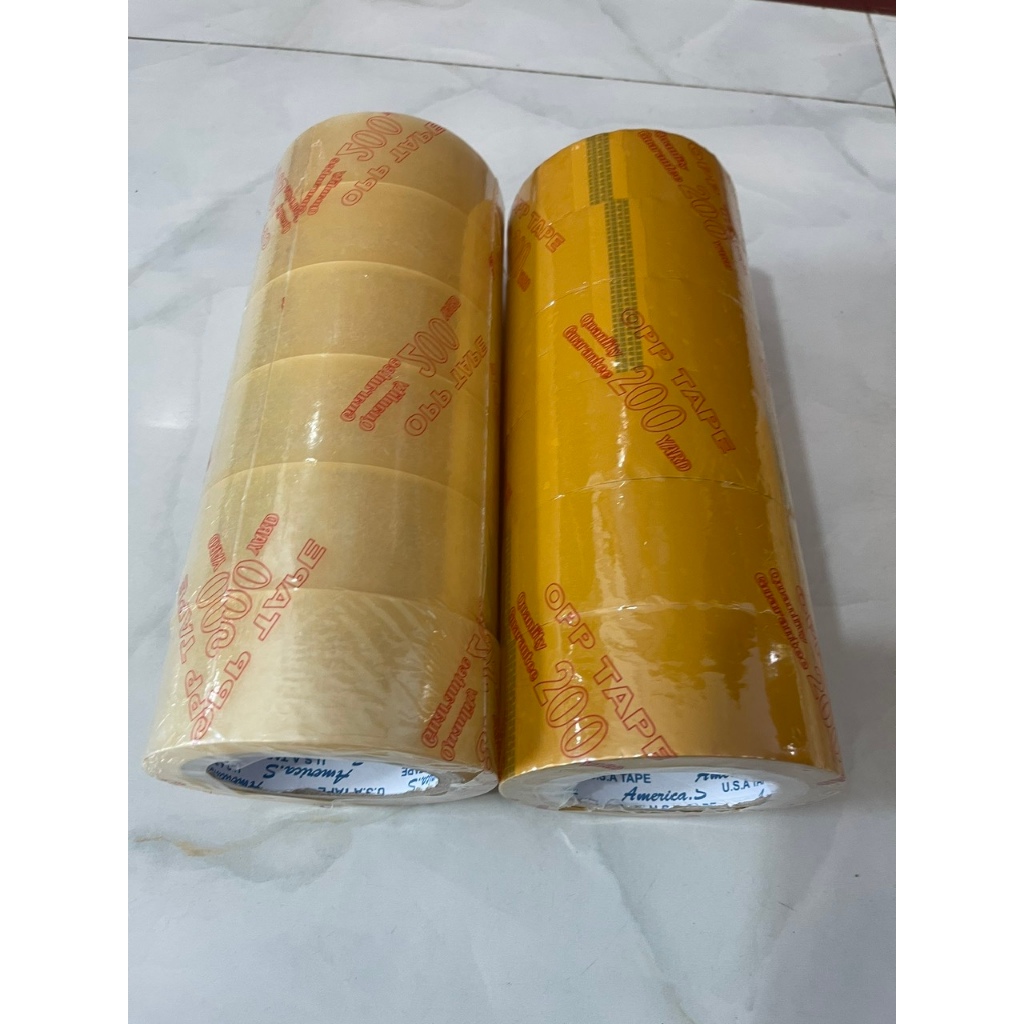 Băng Keo Trắng Trong & Vàng Đục – 1,8kg – 200 Yard (1 Cây = 6 Cuộn)