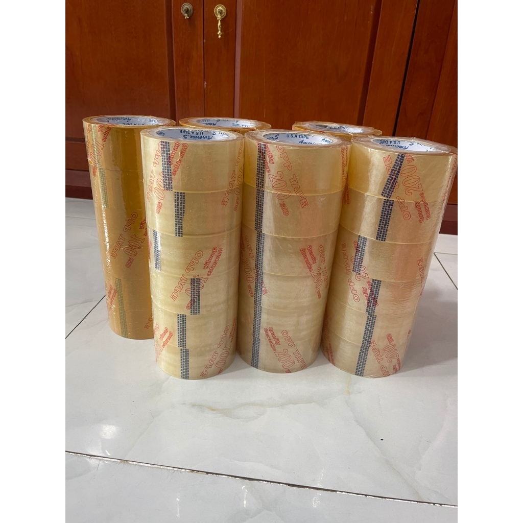 Combo 2 Cây Băng Keo Trắng Trong & Vàng Đục – 1,2kg – 100 Yard