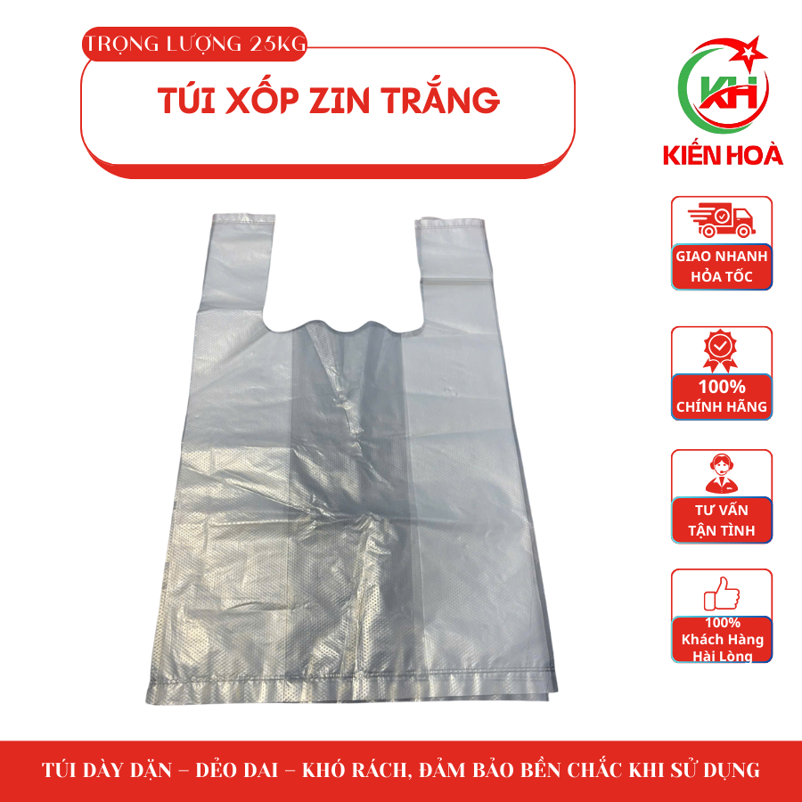 [SỈ BAO 25KG] Túi Xốp ZIN Trắng – Loại Tốt, Dai & Dày, Đủ Size