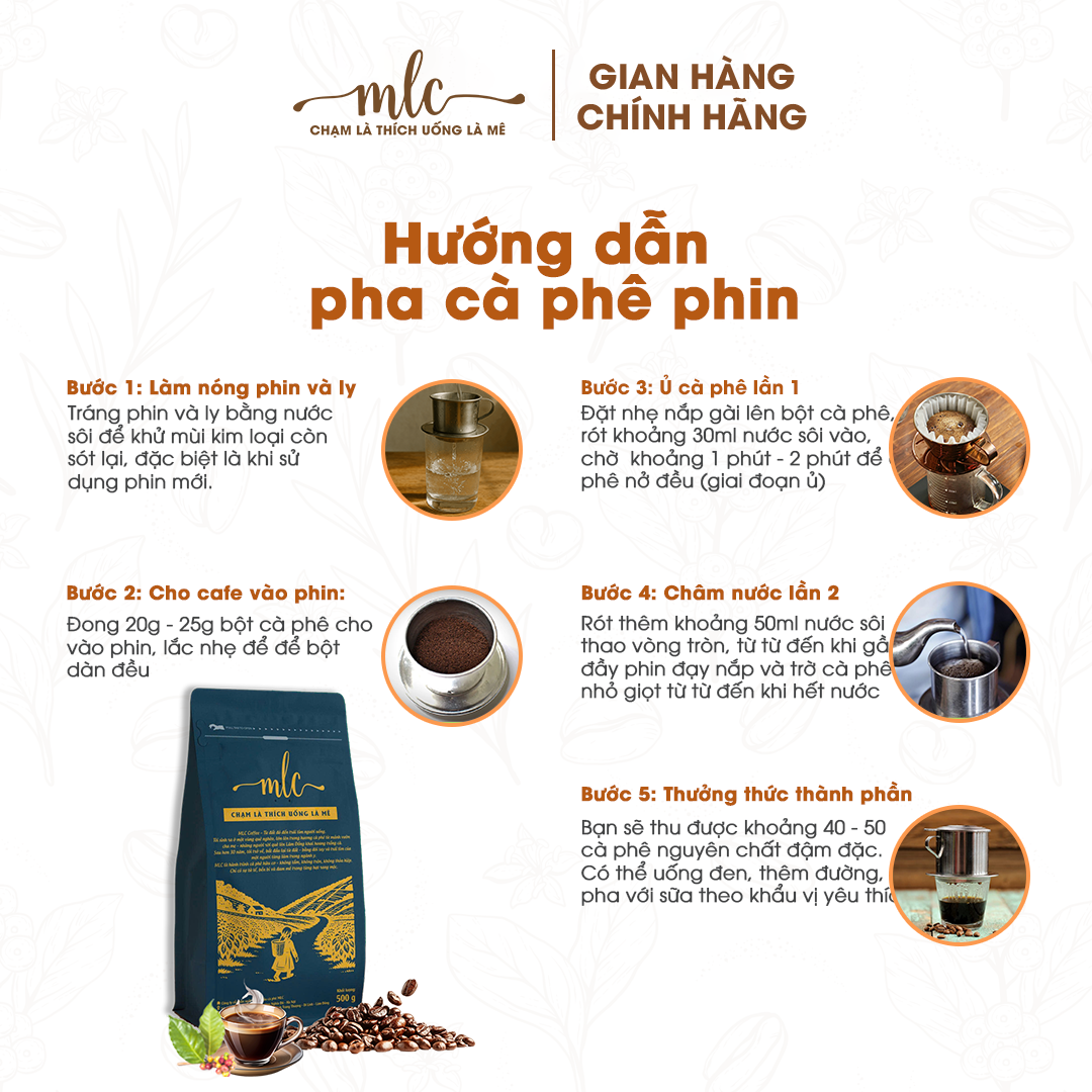 Cà Phê Robusta Natural túi 500g Xay Nguyên chất từ nhà MLC Coffee