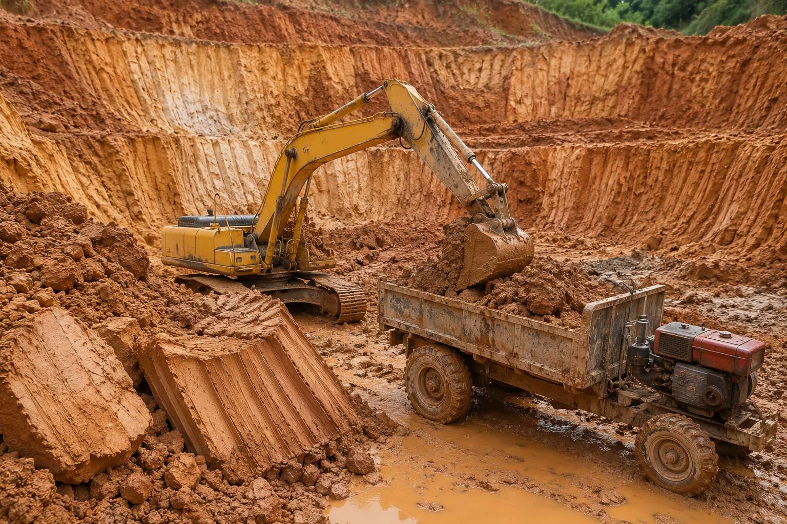 QUÁ TRÌNH KHAI THÁC ĐẤT SÉT