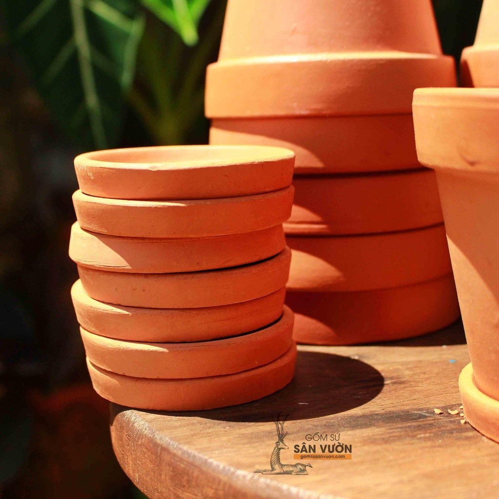Đĩa Lót Chậu Gốm Đất Nung size 12cm - Gốm Sứ Sân Vườn