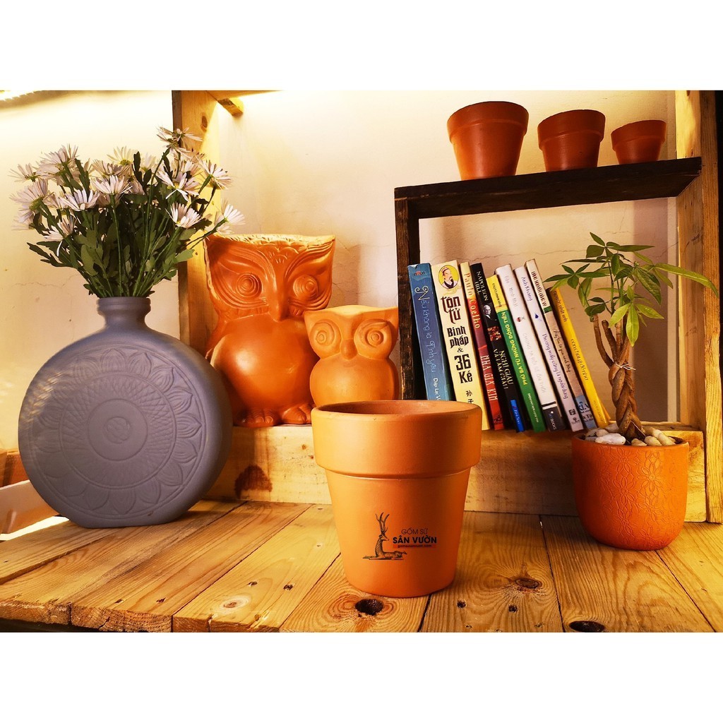 Chậu Gốm Đất Nung Ly Gờ 15cm - Gốm Sứ Sân Vườn