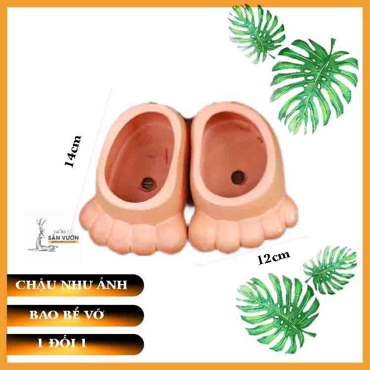 Chậu Gốm Đất Nung Hình Bàn Chân - Gốm Sứ Sân Vườn - Chậu Đất Nung Trồng Sen Đá