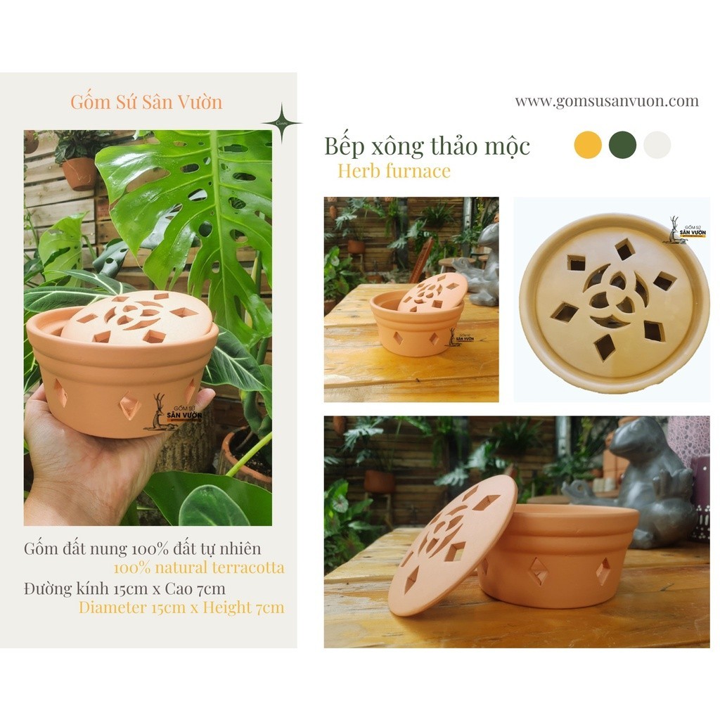 Bếp Xông Thảo Dược Gốm Đất Nung - Gốm Sứ Sân Vườn