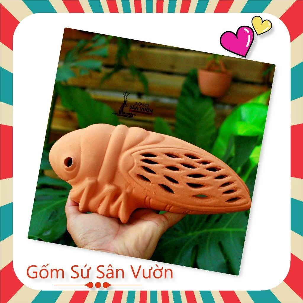 Đèn Treo Áp Tường Gốm Đất Nung Hình Con Ve	- Gốm Sứ Sân Vườn