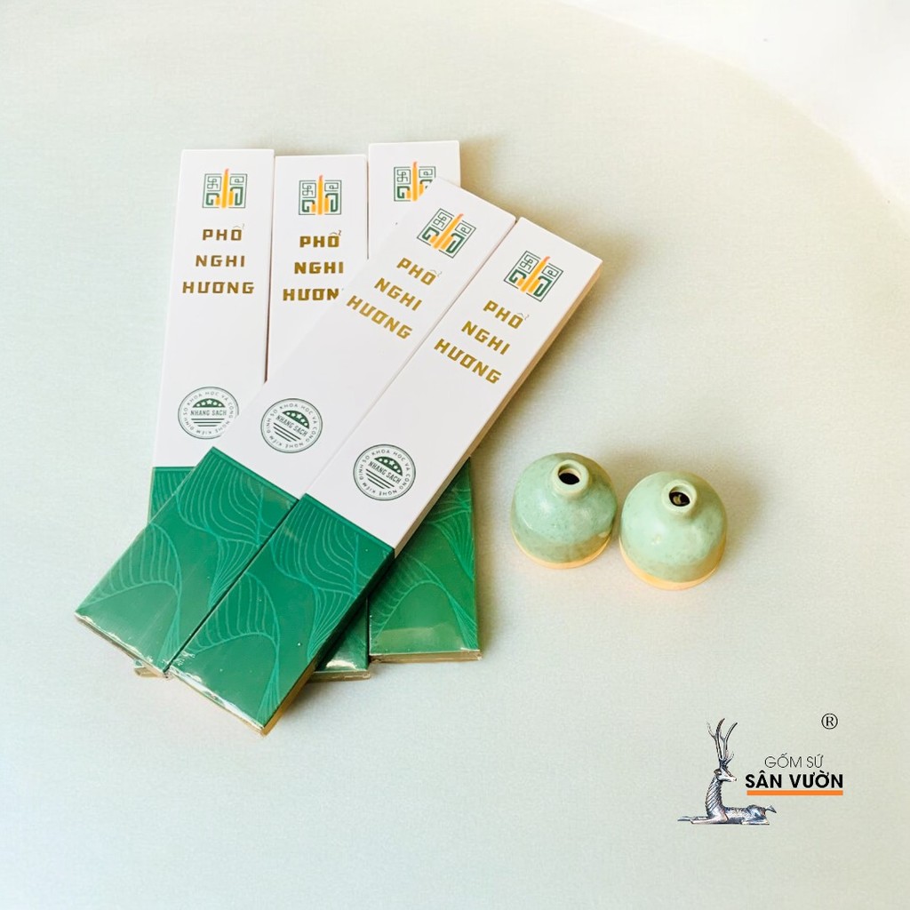 Combo Đế Gốm + Nhang sạch Thảo Mộc An Lành - Gốm Sứ Sân Vườn