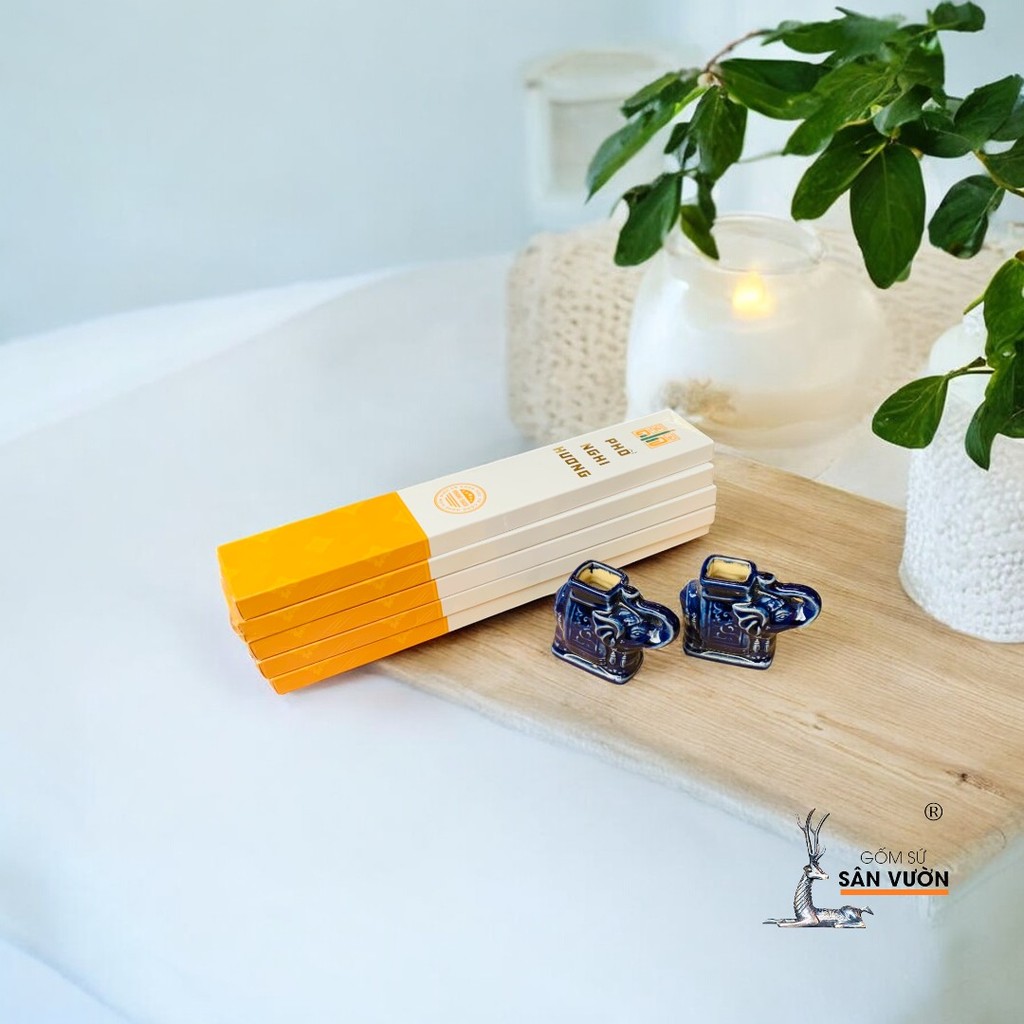 Combo Đế Gốm + Nhang Sạch Hương Thảo An Nhiên - Gốm Sứ Sân Vườn