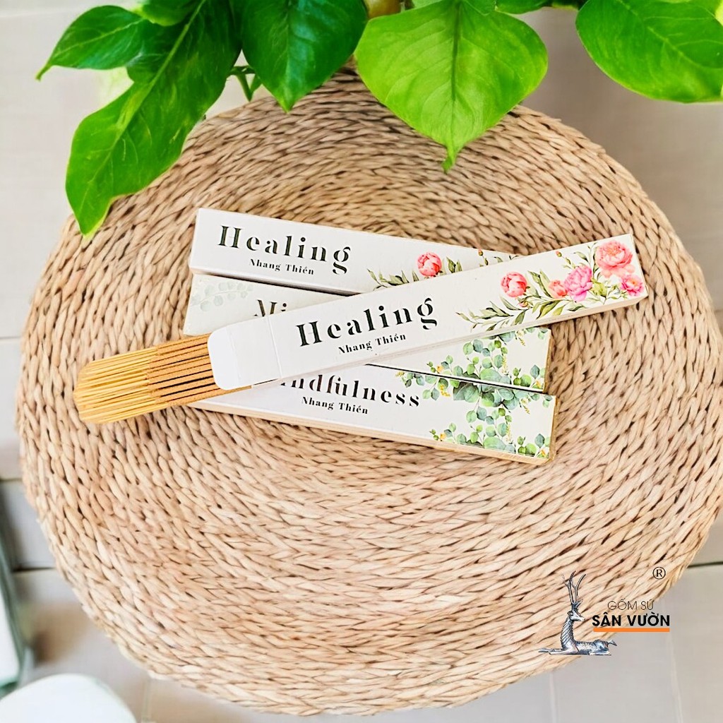 Combo Đế Gốm Cắm Nhang Và Nhang Thiền Thảo Mộc - Gốm Sứ Sân Vườn