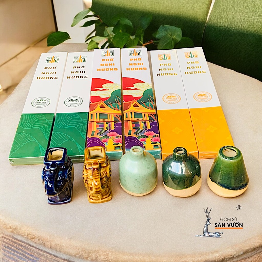 Combo Đế Gốm + Nhang Sạch Hương Thảo An Nhiên - Gốm Sứ Sân Vườn