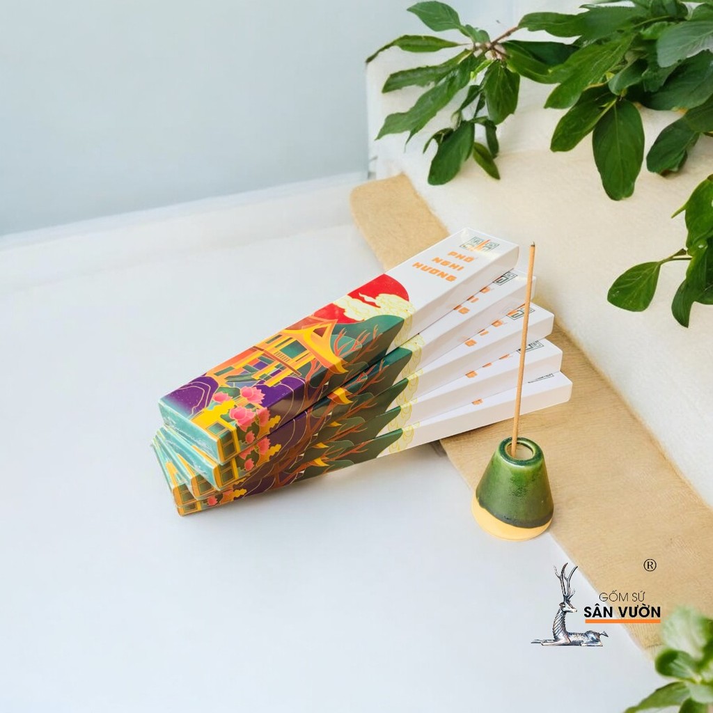 Combo Đế Gốm + 100g Nhang Sạch Hương Bài 32cm - Nhang Thơm Tự Nhiên, An Toàn Cho Sức Khỏe