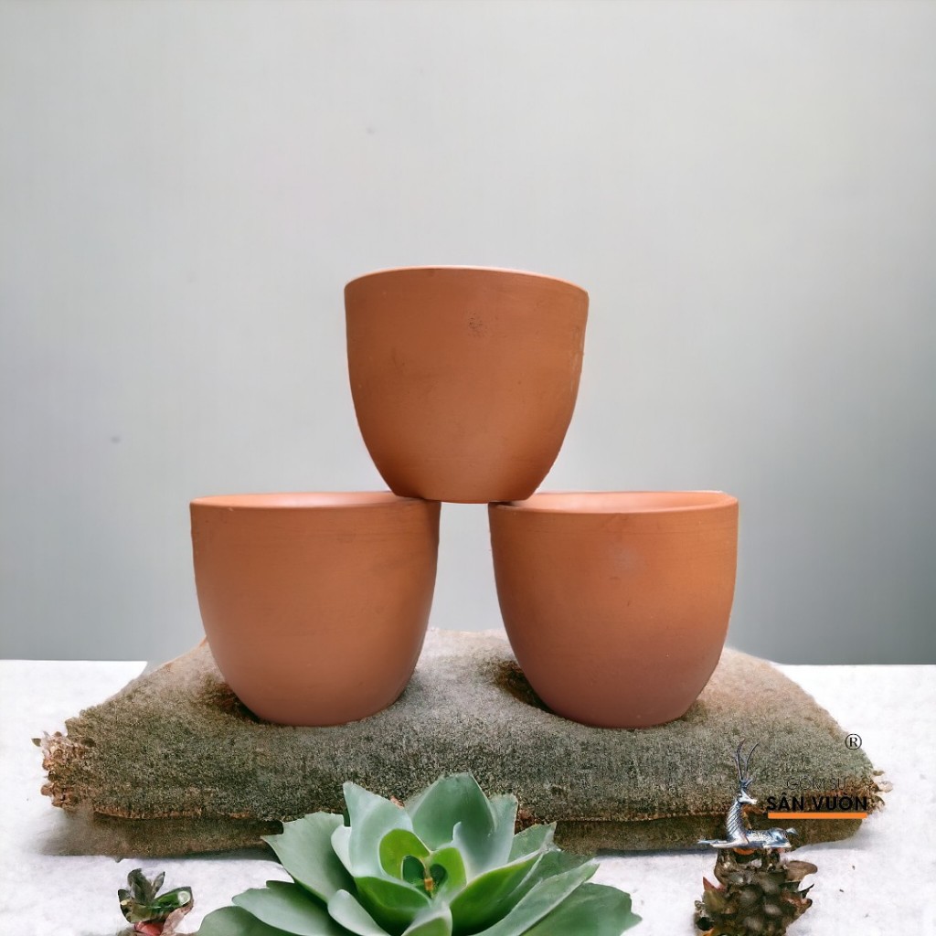 Chậu Gốm Đất Nung Hình Cối - Gốm Sứ Sân Vườn
