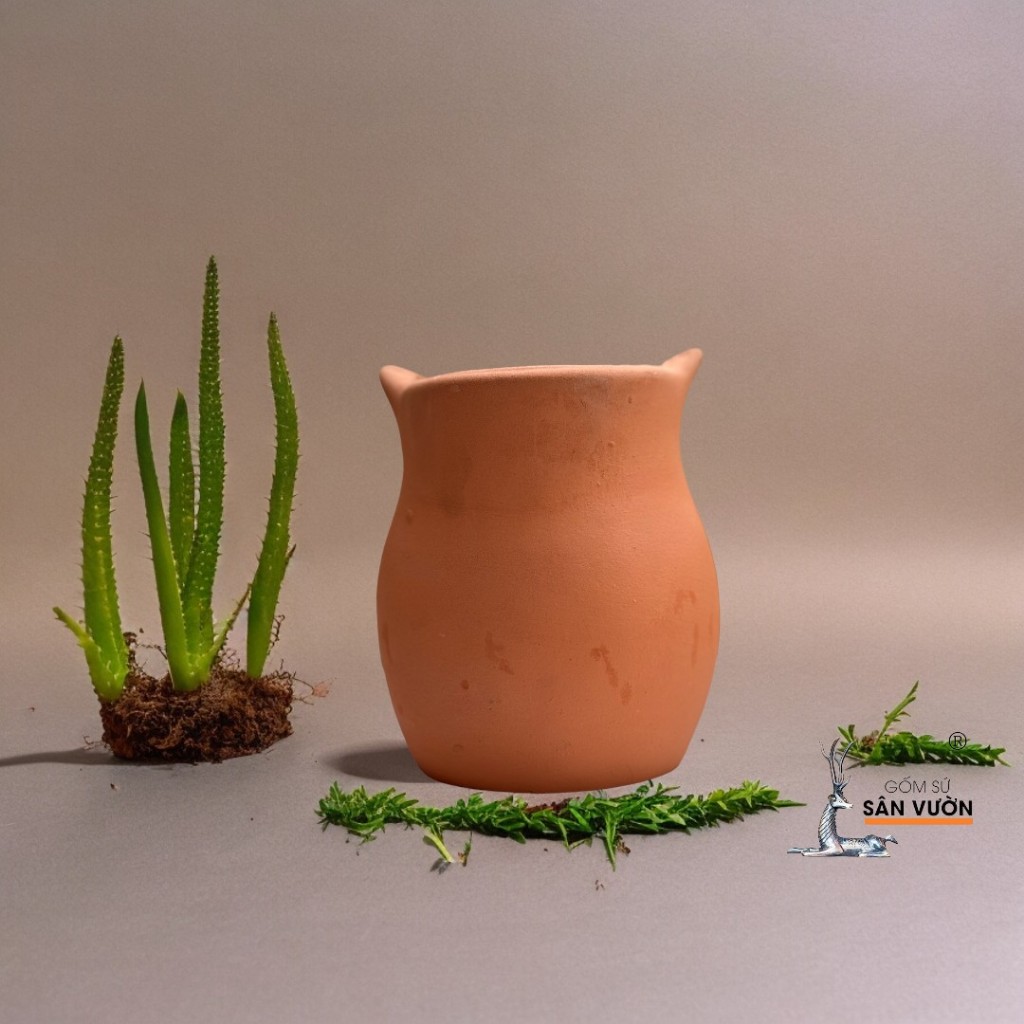Chậu Gốm Đất Nung Hình Chú Cú Nhỏ Dễ Thương - Gốm Sứ Sân Vườn - Chậu Gốm Đất Nung Trồng Sen Đá