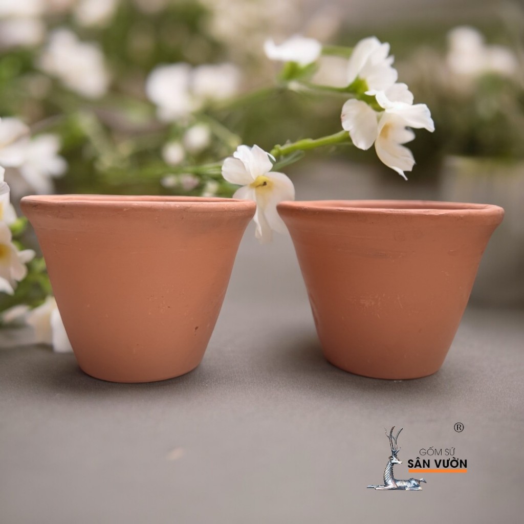 Chậu Đất Nung Dáng Vót Miệng Loe - Gốm Sứ Sân Vườn