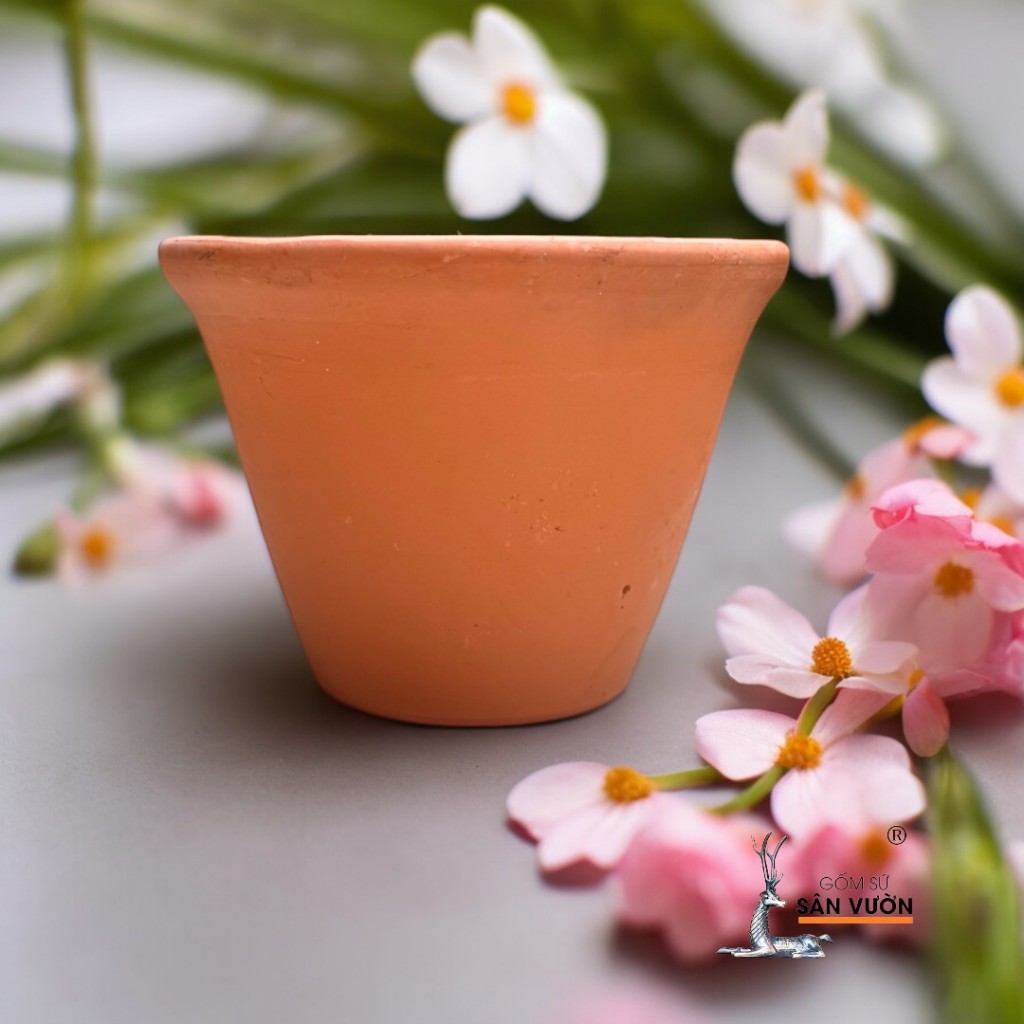 Chậu Đất Nung Dáng Vót Miệng Loe - Gốm Sứ Sân Vườn