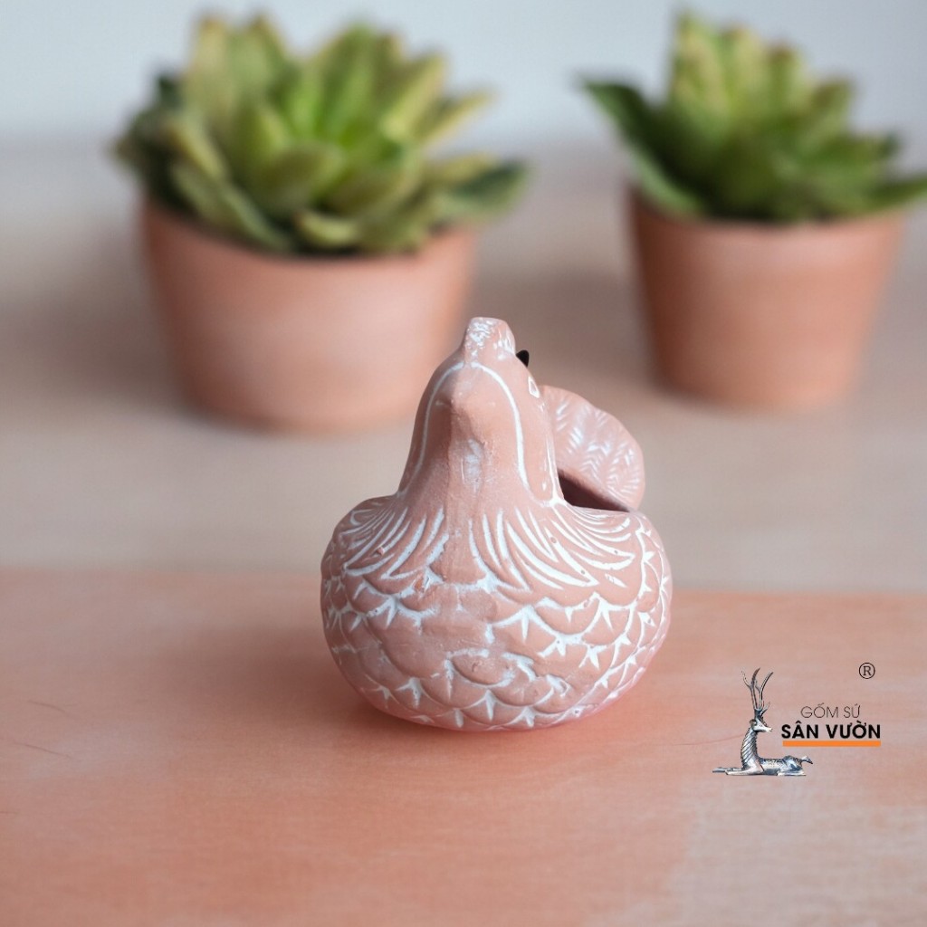 Chậu Gốm Đất Nung Hình Con Gà Mái Nhỏ - Gốm Sứ Sân Vườn