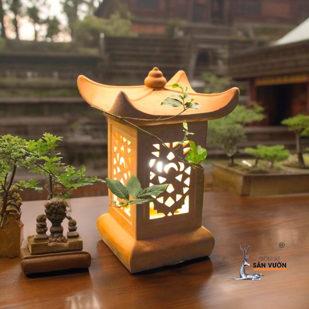 Đèn Vườn Gốm Đất Nung Phong Cách Nhật Bản - Gốm Sứ Sân Vườn