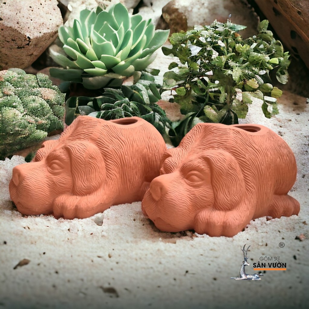 Chậu Gốm Đất Nung Hình Thú Dễ Thương ( Voi, Trâu, Gấu, Thỏ, Cún) - Gốm Sứ Sân Vườn