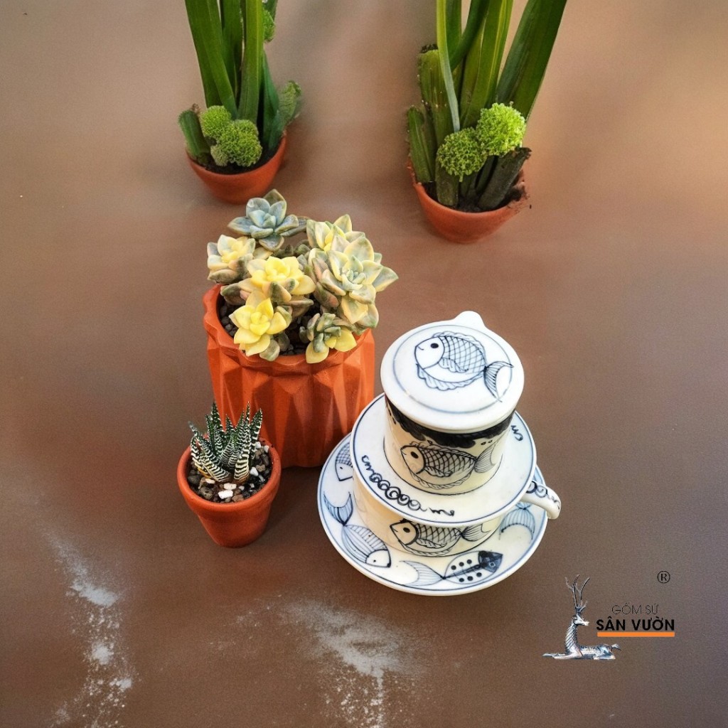 Chậu Gốm Đất Nung Dáng Trứng Vân Kim Cương - Gốm Sứ Sân Vườn