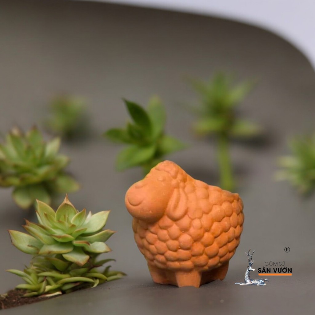 Chậu Đất Nung Hình Con Cừu ( Size Nhỏ )	- Gốm Sứ Sân Vườn - Chậu Trồng Sen Đá Dễ Thương
