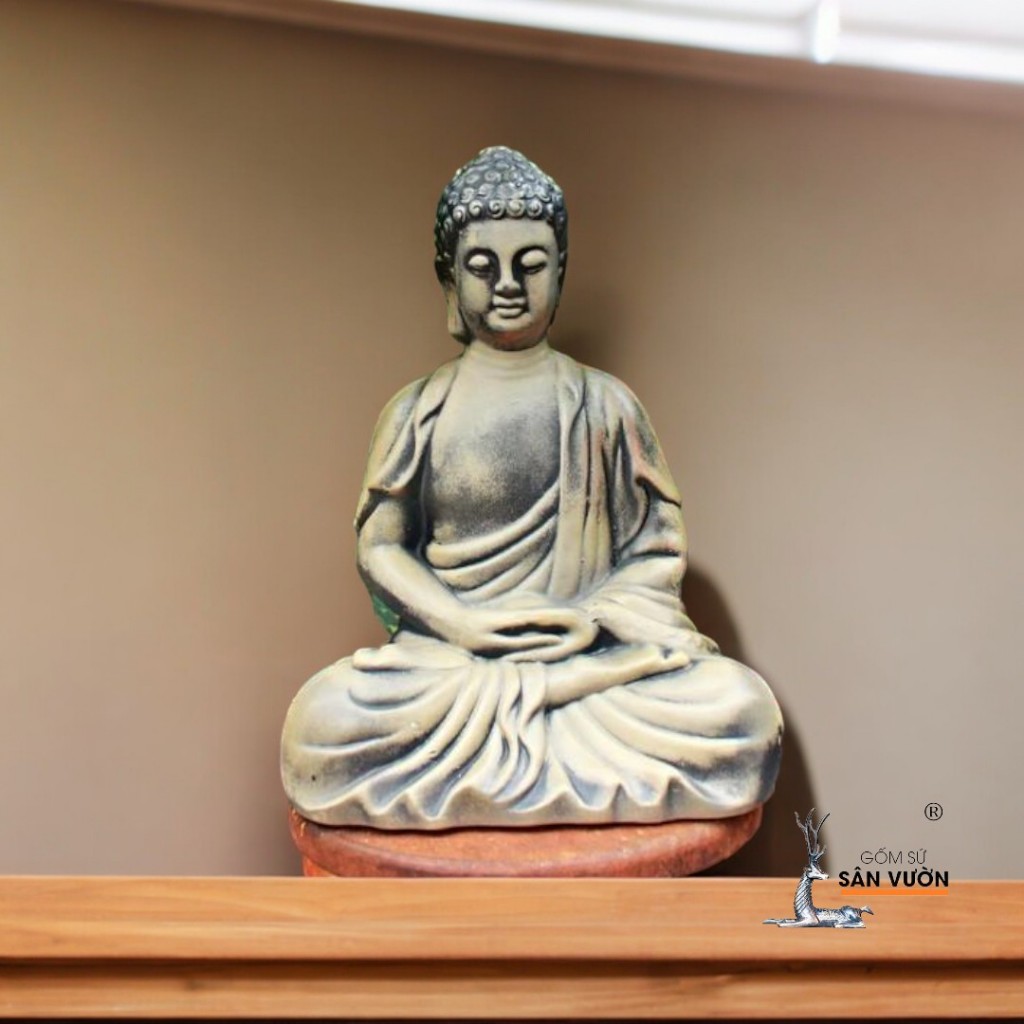 Tượng Gốm Đất Nung Hình Phật Ngồi Khoanh Chân - Gốm Sứ Sân Vườn