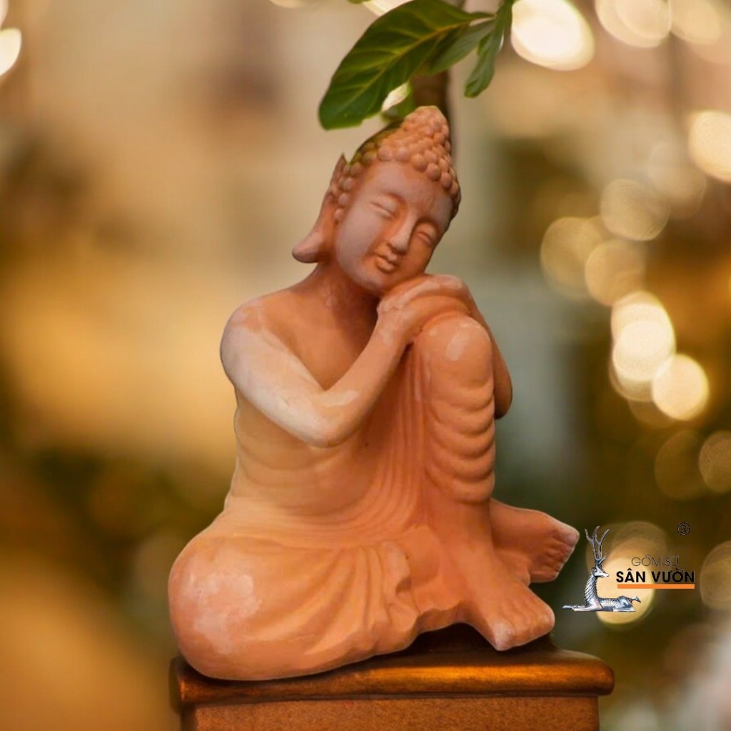 Tượng Gốm Đất Nung Hình Phật Ngồi Khoanh Chân - Gốm Sứ Sân Vườn