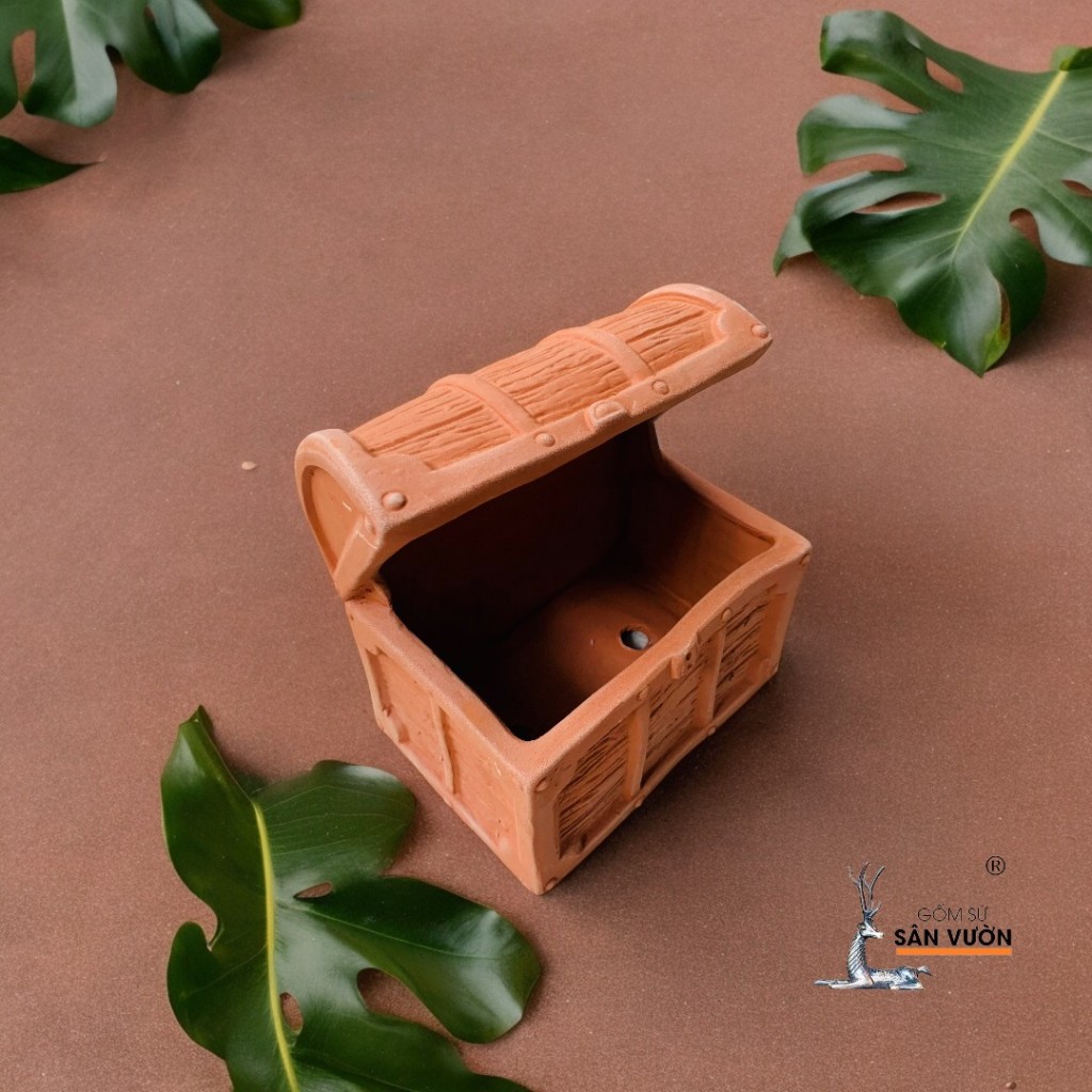 Chậu Gốm Đất Nung Hình Chiếc Rương Kho Báu - Gốm Sứ Sân Vườn